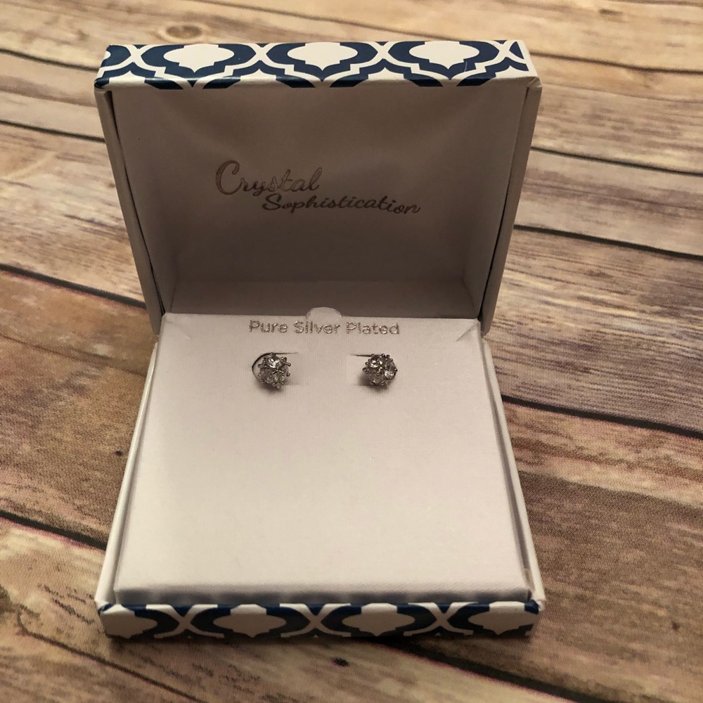 Pure Silver Plated Stud Post Earrings